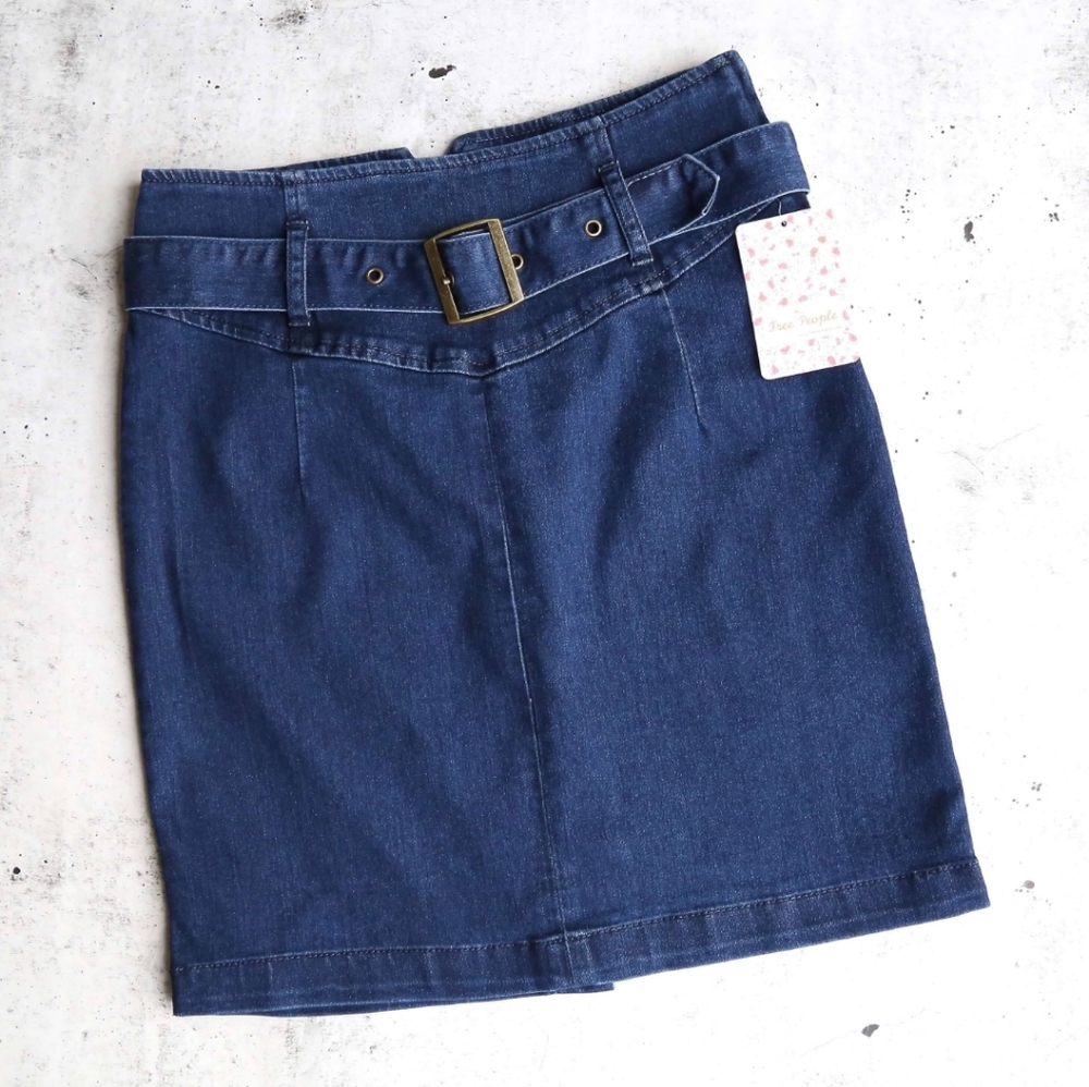 Free People Livin It Up Denim Pencil Mini … - Picture 2 of 3